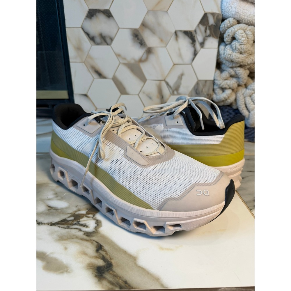 On Cloudmonster Void Running Shoes Mens 13 White Olive Green Helion Sneaker